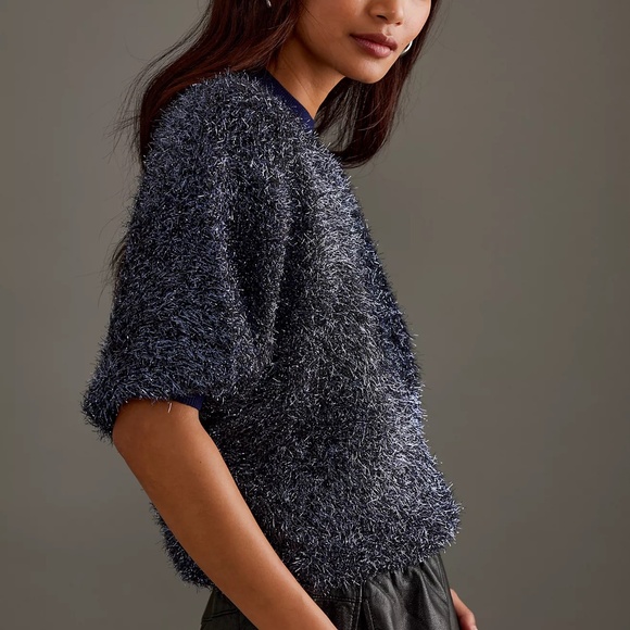 ANTHROPOLOGIE The Violetta Short-Sleeve Tinsel Sweater by Maeve - Size 1X (NWT) - Picture 6 of 8